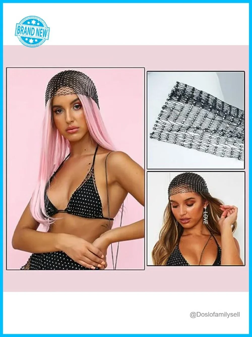 Rhinestone Mesh Headbands for Women - Stretchy Crystal Nightclub Hair Wraps